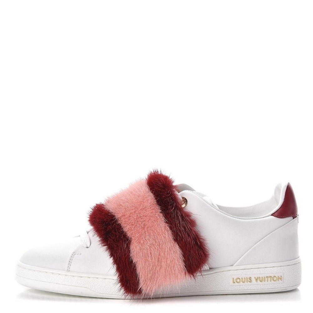 Louis Vuitton White Sneakers with Red and Pink Fur - Picture 4 of 4